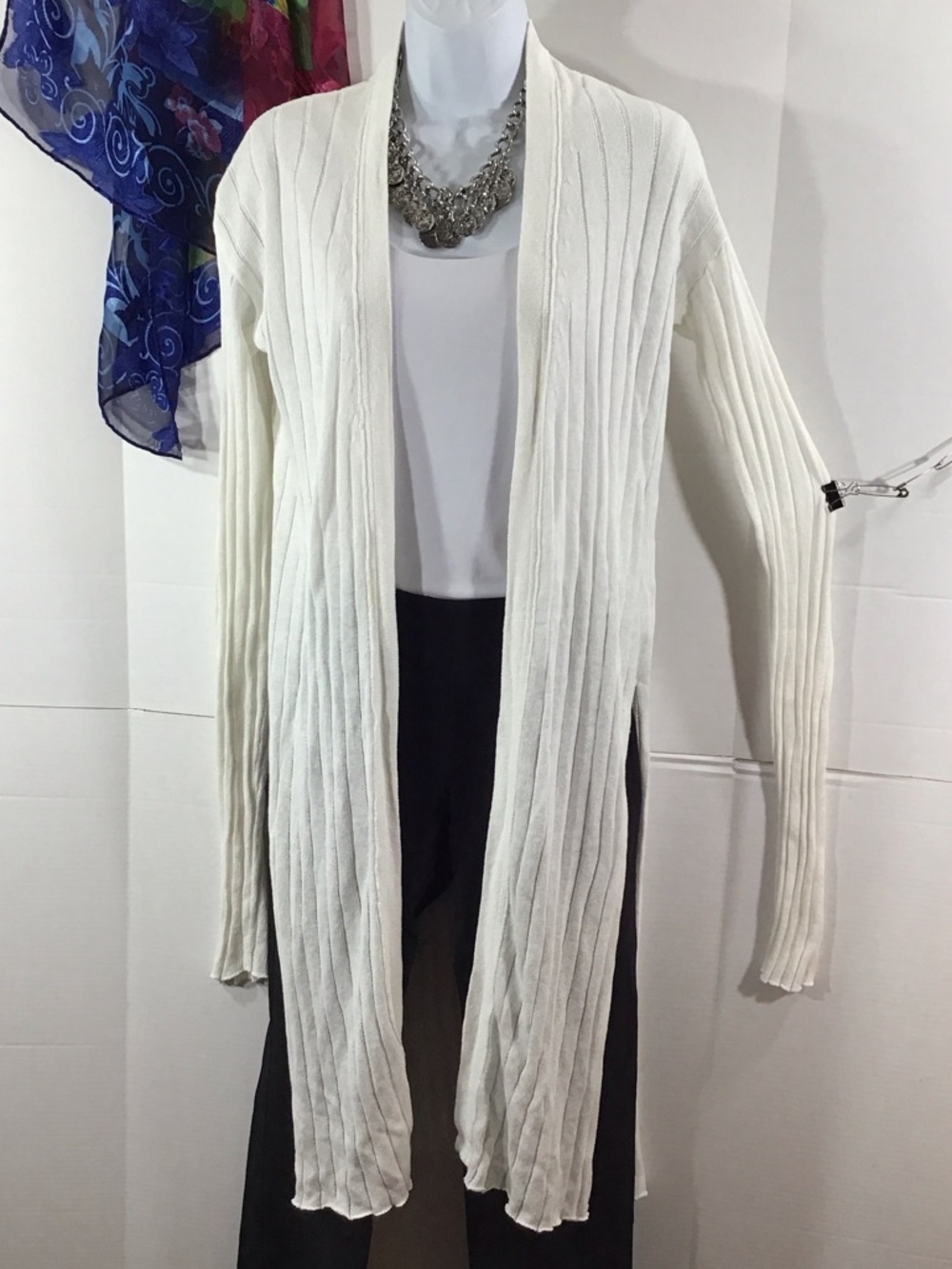 Free People Linen blend Open-Front Ribbed Cardigan - White M